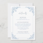 Blue White QR Code Wedding Details Enclosure Card Einladung (Vorderseite)