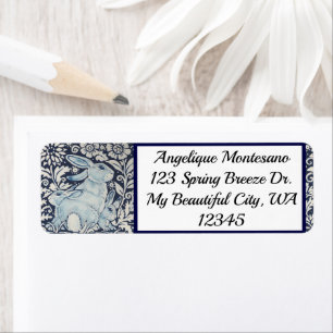 Blue & White Rabbit Animal Chinoiserie Navy Floral