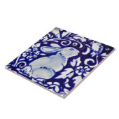 Blue & White Rabbit Bird Floral Dedham Tile Trivet Fliese (Seite)