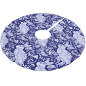 Blue & White Rabbit Bird Weihnachten Delft Delft Polyester Weihnachtsbaumdecke (Schrägansicht)