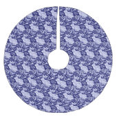 Blue & White Rabbit Bird Weihnachten Elegantes Mus Polyester Weihnachtsbaumdecke (Vorderseite)