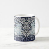 Blue & White Rabbit Bunny Mothers Day Ostergeschen Kaffeetasse (VorderseiteRechts)