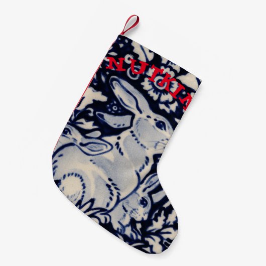 Blue & White Rabbit Bunny Pet Geschenk Kinder Weih Kleiner Weihnachtsstrumpf (Vorderansicht (hängend))