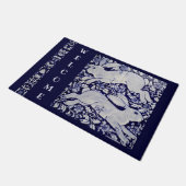 Blue White Rabbit Bunny Welcome Tile Art Grosse Fußmatte (Schrägansicht)