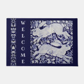 Blue White Rabbit Bunny Welcome Tile Art Grosse Fußmatte (Vorderseite)