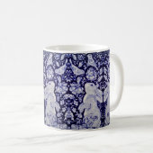 Blue & White Rabbit Floral Bird Ostern Niedlich Kaffeetasse (VorderseiteRechts)