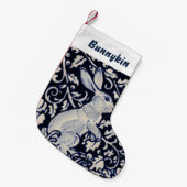 Blue & White Rabbit Hare Bunny Christmas Pet Kleiner Weihnachtsstrumpf (Vorderansicht (hängend))