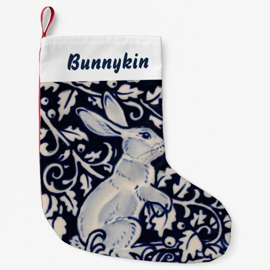 Blue & White Rabbit Hare Bunny Christmas Pet Kleiner Weihnachtsstrumpf (Vorderseite)