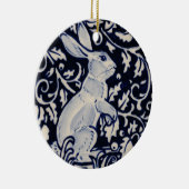 Blue & White Rabbit Hare Bunny Christmas Woodland Keramik Ornament (Rechts)
