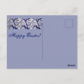 Blue & White Rabbit Hare Bunny Deco Ostern Postkarte (Rückseite)