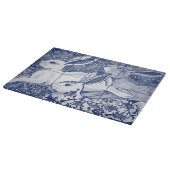 Blue White Rabbit Hare Tiled Chinoiserie Floral  Schneidebrett (Ecke)
