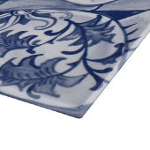 Blue White Rabbit Hare Tiled Chinoiserie Floral  Schneidebrett (Ecke)