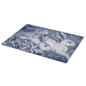 Blue White Rabbit Hare Tiled Chinoiserie Floral Schneidebrett (Ecke)
