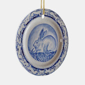 Blue & White Rabbit Pottery Dedham Delft Custom Ce Keramik Ornament (Rechts)