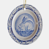 Blue & White Rabbit Pottery Dedham Delft Custom Ce Keramik Ornament (Links)