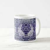 Blue & White Rabbit Strawberry Garden Bunny Floral Kaffeetasse (VorderseiteRechts)
