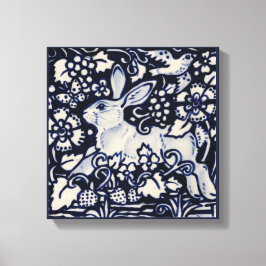 Blue & White Rabbit Summer Floral Bird Chinois Art Leinwanddruck