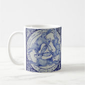 Blue & White Rabbit Three Hares Medallion Bird Kaffeetasse (Links)