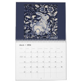 Blue & White Rabbit Tile Art Calendar Cobalt Navy Kalender (Mär 2026)