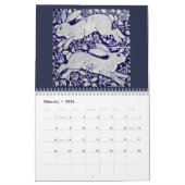 Blue & White Rabbit Tile Art Calendar Cobalt Navy Kalender (Feb 2026)