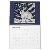 Blue & White Rabbit Tile Art Calendar Cobalt Navy Kalender (Jan 2026)
