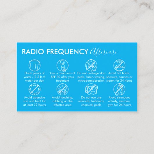Blue White Radio Frequency Skin Tighten Aftercare Visitenkarte (Rückseite)