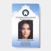 Blue White Real Anwesen Agent Foto ID Ausweis (Vorderseite)