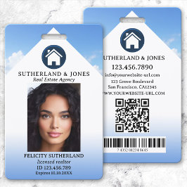 Blue White Real Anwesen Agent Foto ID Ausweis