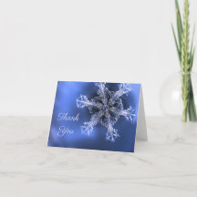 Blue & White Real Snowflake geflogen Danke Karte