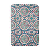 Blue White Red Aquamarin Oriental Azulejo Pattern Badematte (Vorderseite Vertikal)