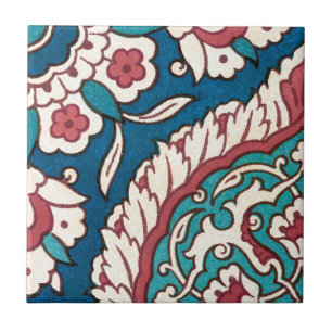 Blue White Red Aquamarin Oriental Azulejo Pattern Fliese