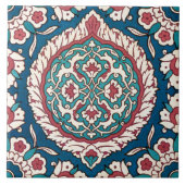 Blue White Red Aquamarin Oriental Azulejo Pattern Fliese (Vorderseite)