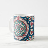 Blue White Red Aquamarin Oriental Azulejo Pattern Kaffeetasse (Vorderseite Links)