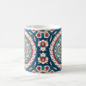 Blue White Red Aquamarin Oriental Azulejo Pattern Kaffeetasse (Mittel)