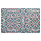 Blue White Red Aquamarin Oriental Azulejo Pattern Stoff (Yard (91,4 cm))