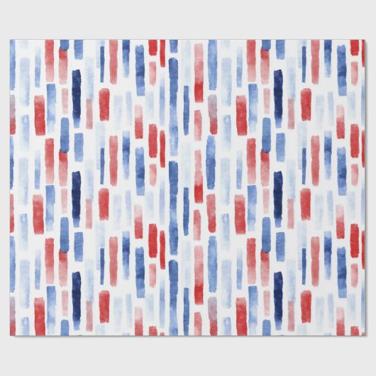 Blue, White Red Coastal Stripes Geschenkpapier (Flach)