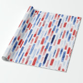 Blue, White Red Coastal Stripes Geschenkpapier (Ungerollt)