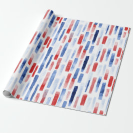 Blue, White Red Coastal Stripes Geschenkpapier
