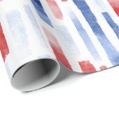 Blue, White Red Coastal Stripes Geschenkpapier (Rolleneckpunkt)