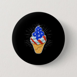 Blue White Red Ice Cream Cone 4. Juli Unabhängigke Button