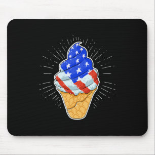 Blue White Red Ice Cream Cone 4. Juli Unabhängigke Mousepad