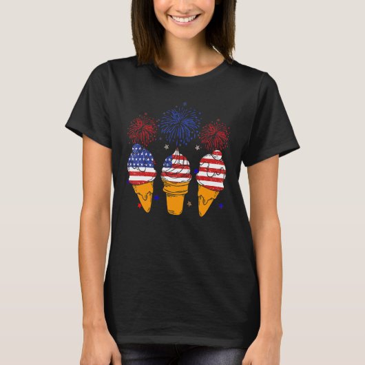 Blue White Red Ice Creme Cone Us Flag Patriotic 4t T-Shirt (Vorderseite)