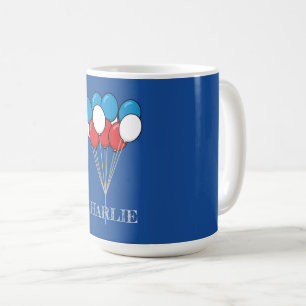 Blue White Red Patriotic Balloons Personalisiere Kaffeetasse