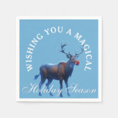 Blue White Reindeer Wonderland Holiday Party Serviette (Vorderseite)