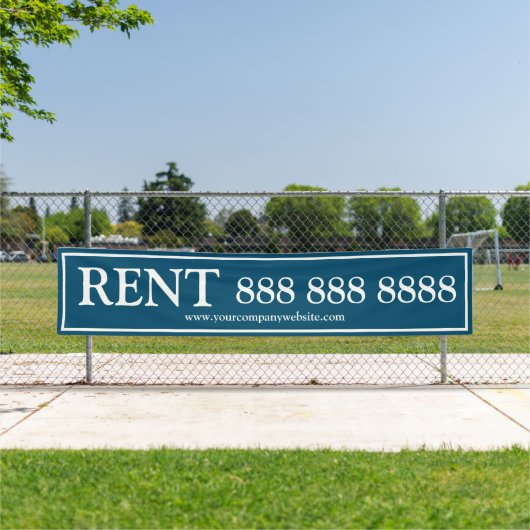 Blue White Rent Large Phone Number Banner (Insitu)