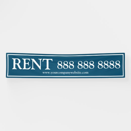 Blue White Rent Large Phone Number Banner (Horizontal)
