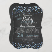 Blue & White Retro Chalkboard Boy Baby Dusche Einladung (Vorne/Hinten)
