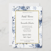Blue White Romantic Floral Bridal Shower   Einladung (Vorderseite)