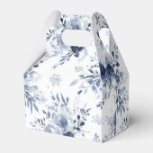 Blue White Romantic Floral Bridal Shower Wedding Geschenkschachtel (Rückseite)