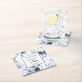 Blue White Romantic Floral Wedding Rechteckiger Pappuntersetzer (Vor Ort)